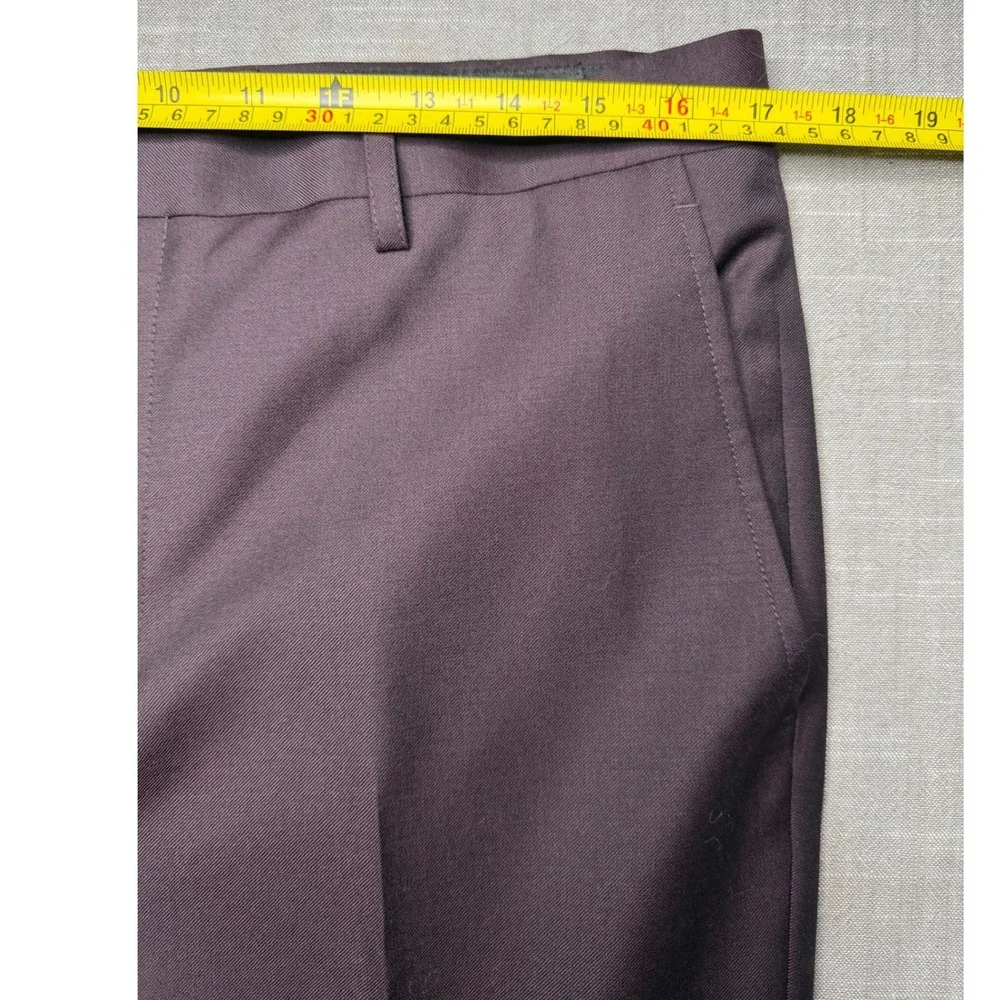 Joseph Abboud JOE Mens 100% Wool Custom Dress Pants Burgundy Plum 34S WBFXS-B0